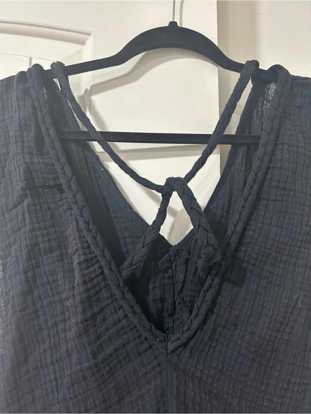 Anthropologie Black Braided Cover up Romper - Picture 5 of 7
